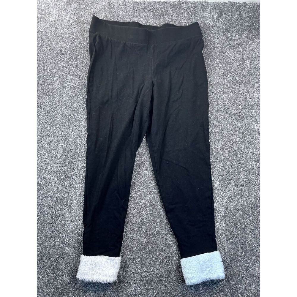 Torrid Black Fleece Lined Leggings With Fur Cuffs For Women Size Large